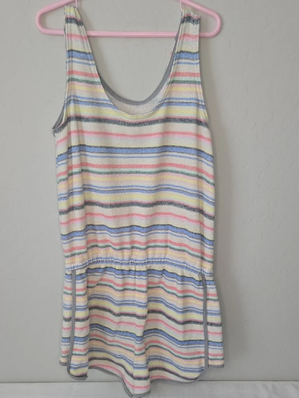 Justice Pastel Striped Knit Tank — Pink, Blue, Yellow, Green, Gray